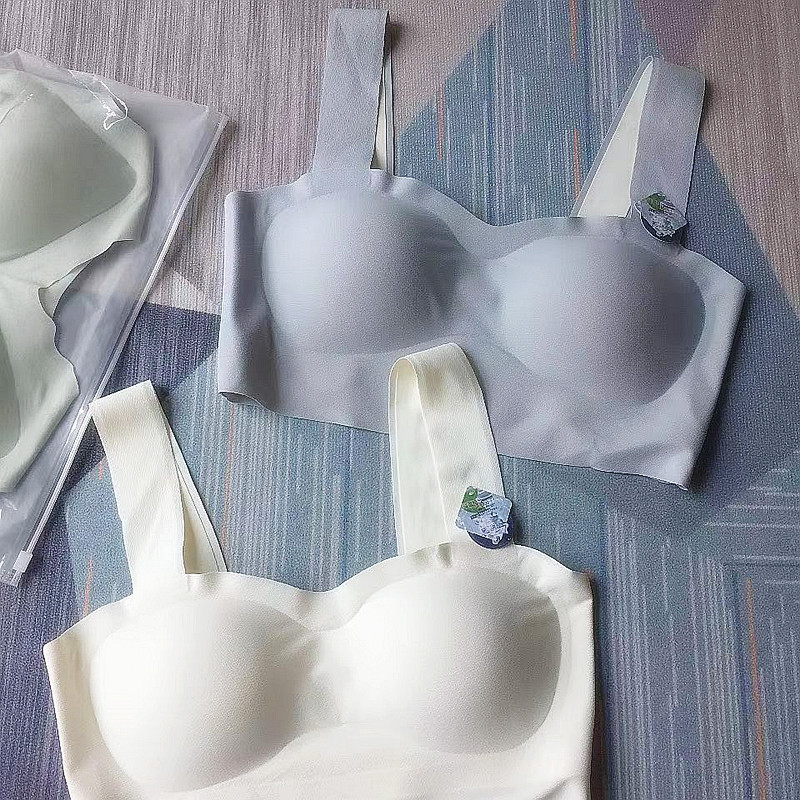 成人女士凉宝宝无痕内衣防走光无钢圈文胸塑形收副乳带胸垫小背心
