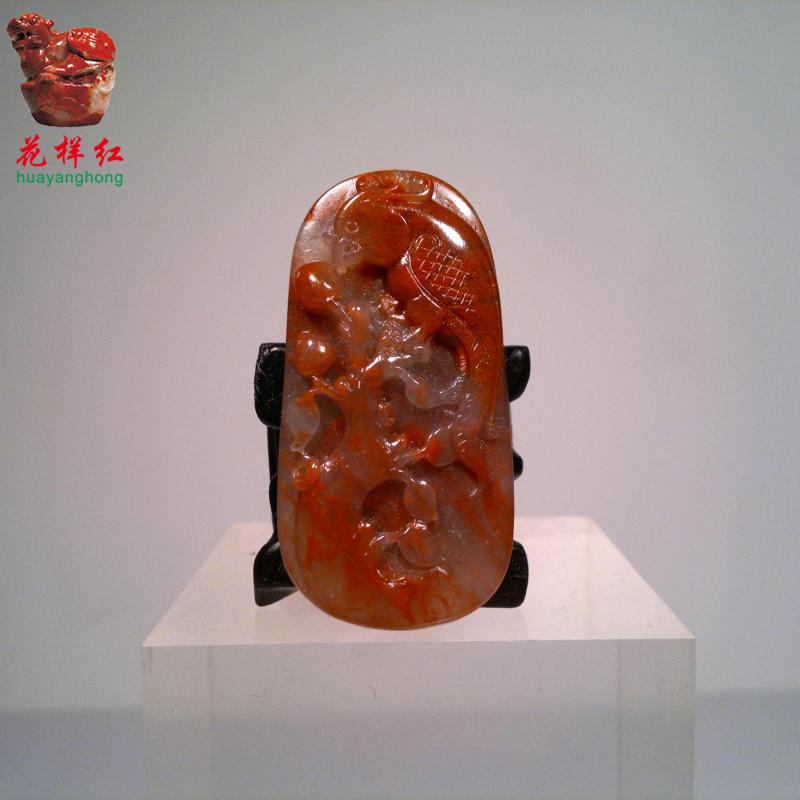 天然玉石桂林鸡血玉英武神明玉牌挂件投资送礼收藏 赠品任选82