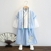 三件套儿童古装 男童汉服民族风长袖 春秋装 套装 表演服 飘逸公子唐装