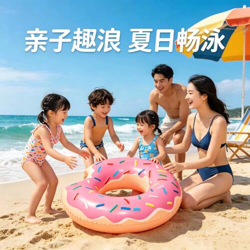 儿童安全游泳圈网红甜甜圈造型加厚防爆亲子出游成人两用戏水玩具