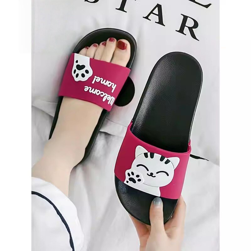 可爱猫猫拖鞋夏季新款浴室防滑家居拖鞋外穿舒适情侣凉拖鞋家用女