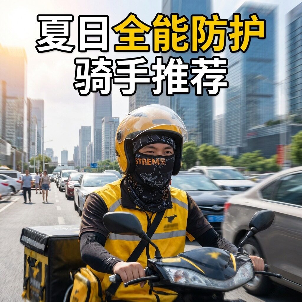 防晒头套男款外卖骑手专用骑行全脸透气遮阳面罩摩托车头盔内衬图片
