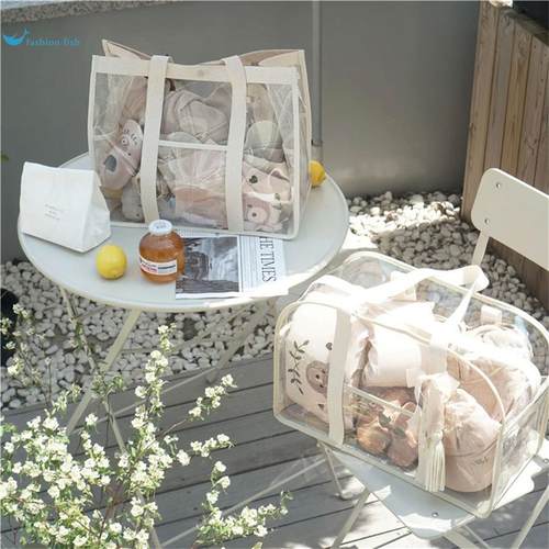 透明沙滩包防水大容量干湿分离游泳包手提包韩ins风单肩果冻包wh