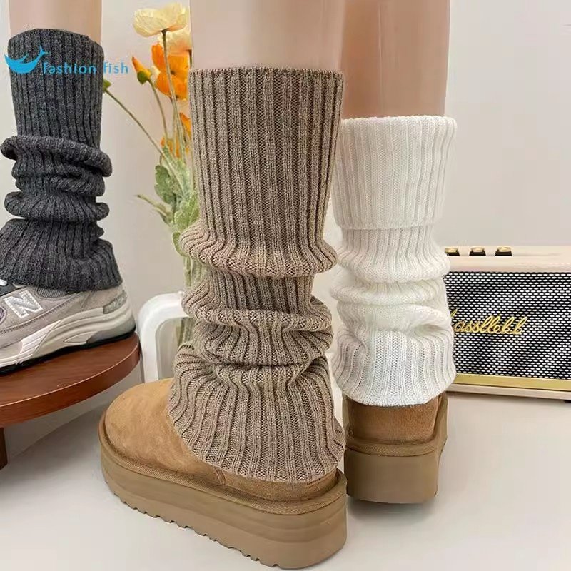 新款羊毛袜套女堆堆袜秋冬季加绒深灰色针织腿套搭配鲨鱼裤雪地靴