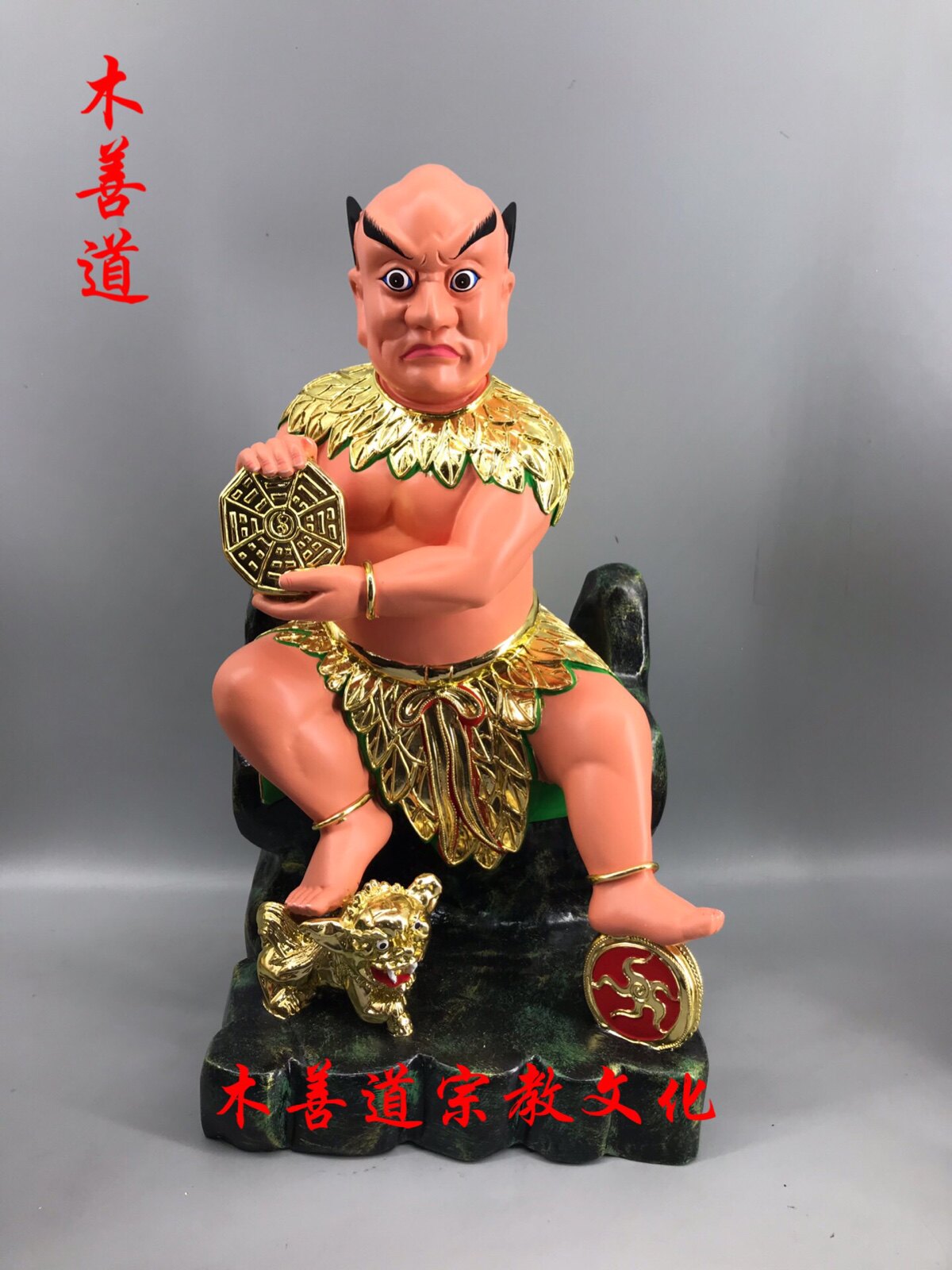 木雕神像八卦祖师神像私人定制樟木漆线雕精品手工40厘米