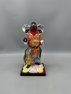 木雕神像定制辛元帅雷部辛天君香樟木漆线雕工艺30厘米