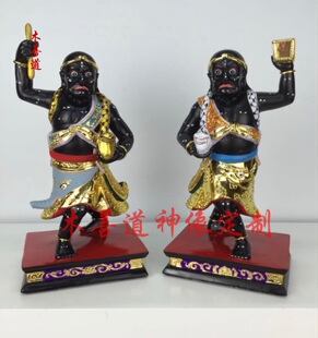 木雕神像法主公护卫部将部下护法张沙柳源将军樟木漆线雕30cm