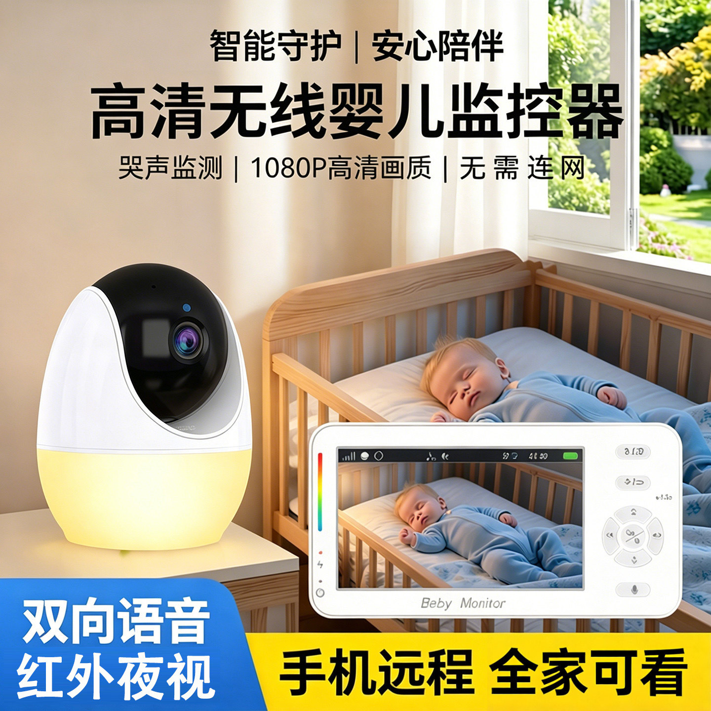 婴儿看护器无线哭声监测可连手机