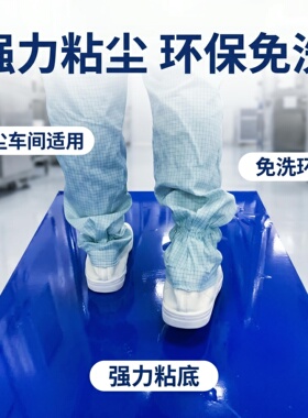 无尘鞋粘尘垫工业用粘毛纸PE可撕式60*90蓝色24*36脚踏地垫环保