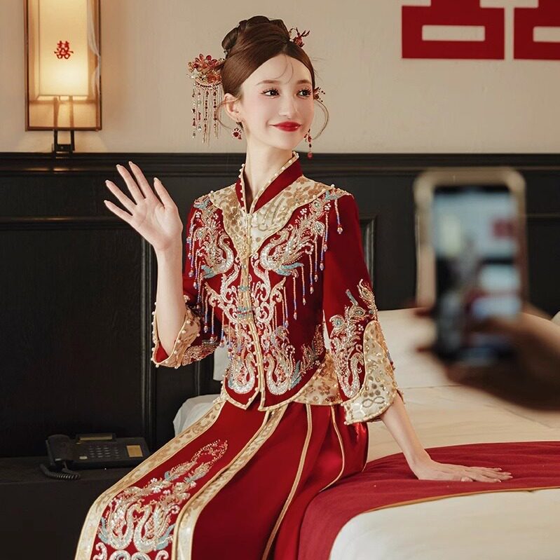 高端丝绒秀禾服2026年新款夏季新娘结婚中式礼服秀禾大码秀和显瘦