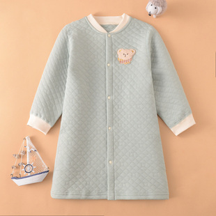 冬季男女童居家睡裙空气棉睡衣睡袋宝宝纯棉无骨三层保暖加厚睡袍