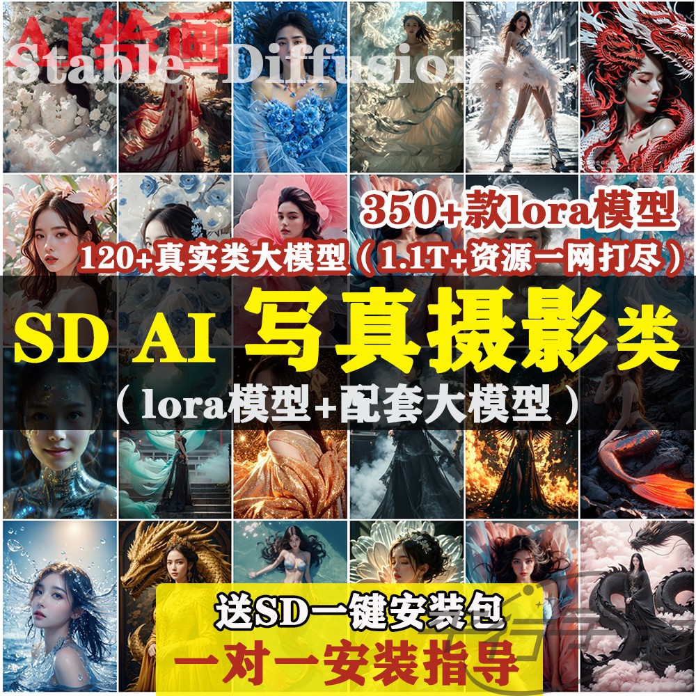 SD模型AI绘画人像含儿童写真摄影哩布C站lora大模型软件培训教程 商务/设计服务 设计素材/源文件 原图主图