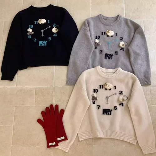 可爱立体手工动物全羊毛针织衫