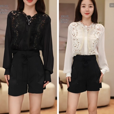 【哼哈冰冰】蕾丝KING100%桑蚕丝上衣BA17108