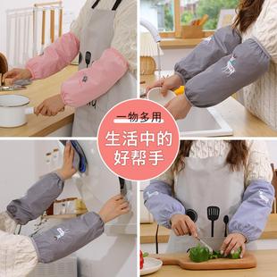 男纯色护袖 冬季 圣诞麋鹿绣花厨房防油套袖 套可选色女士长款 防水袖