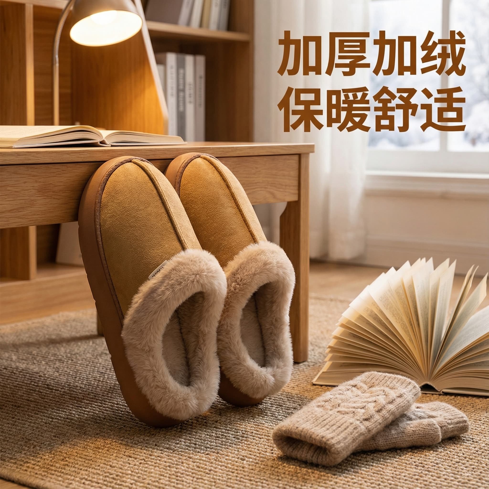 新款居家包头棉拖鞋女士秋冬季麂皮室内冬天厚底家居拖鞋男士家用