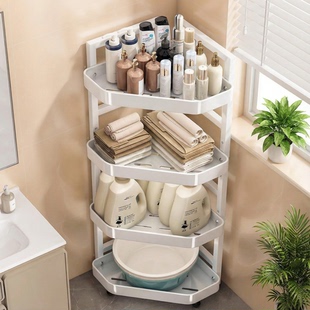 卫生间置物架落地厕所浴室转角收纳架出租屋宿舍可移动储物架家用
