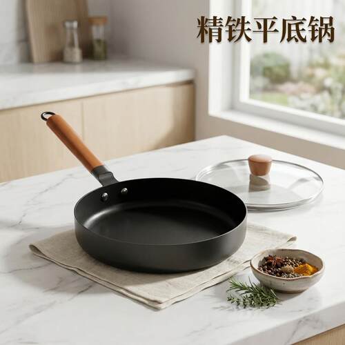 精铁不粘锅牛排锅家用煎炒锅家用