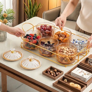 轻奢家用分格水果盘多功能零食碟干果碟收纳盘客厅茶几摆放盘果盘