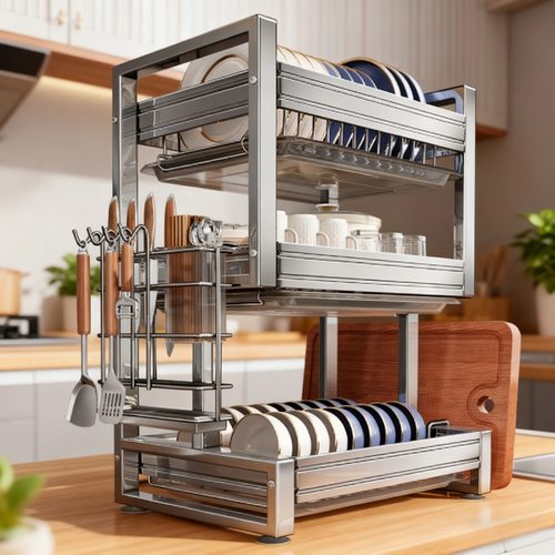 加厚不锈钢碗碟收纳架沥水架厨房