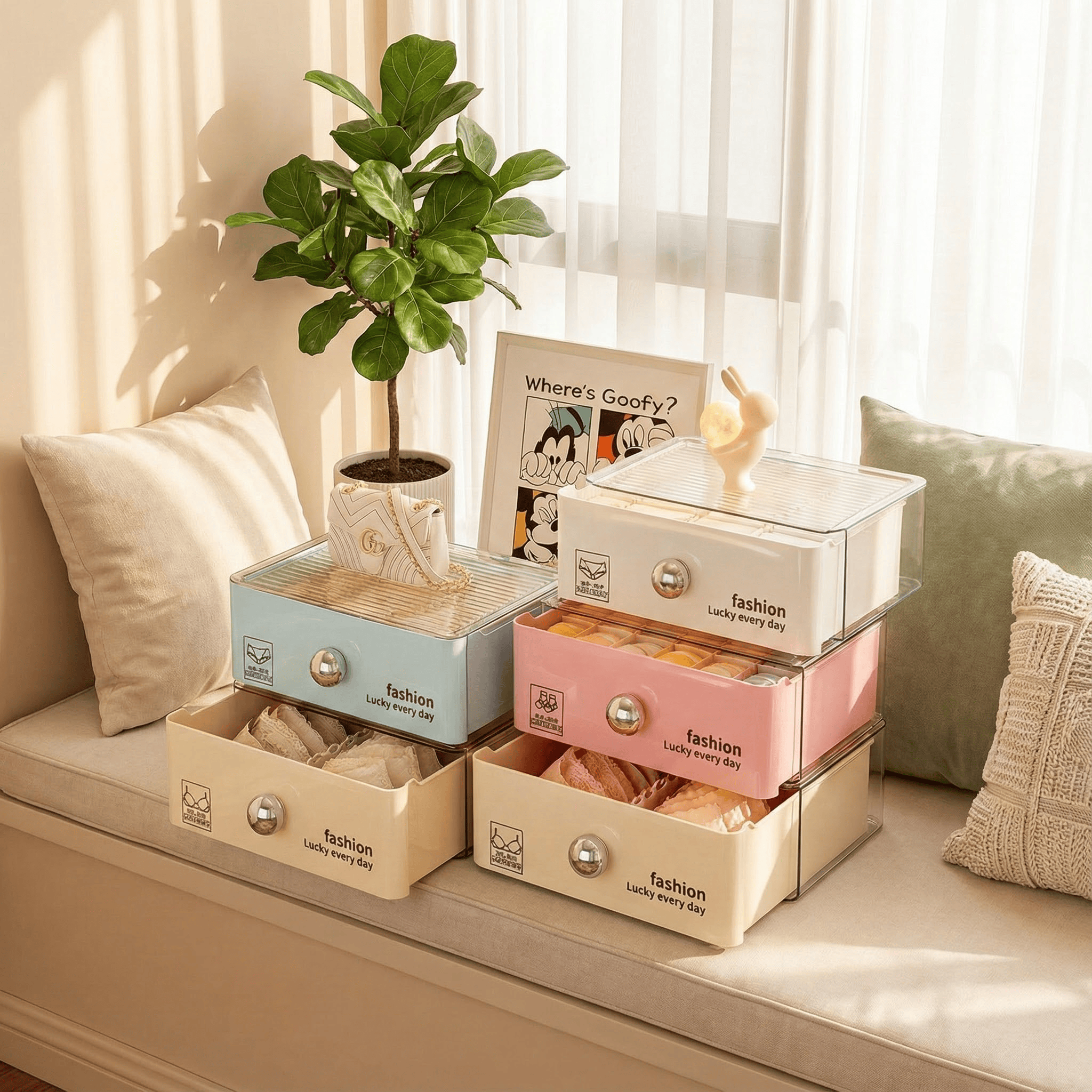 内衣内裤收纳盒家用袜子整理盒衣柜贴身衣物抽屉式分格收纳家用,收纳整理,桌面收纳盒,淘宝优惠券,粉丝福利购,淘宝优惠卷