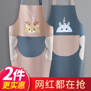 罩衣 餐饮上班厨房专用透气工作服情侣款 家用围裙防水防油新款 夏季