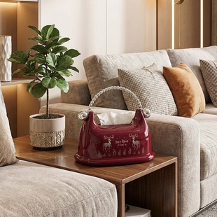 高档手提纸巾盒客厅抽纸收纳盒卧室玄关家用茶几桌面高级感纸抽盒