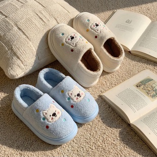女款 男士 冬季 室内居家防滑保暖情侣毛绒拖鞋 冬家用 外穿新款 棉拖鞋