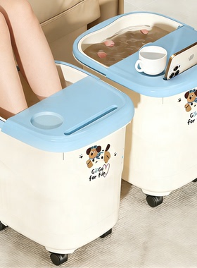 泡脚桶家用养生洗脚桶过小腿女士高深保温足浴桶带轮按摩洗脚用桶