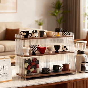 亚克力透明杯架杯子收纳置物架桌面玻璃水杯咖啡茶水间台面整理架