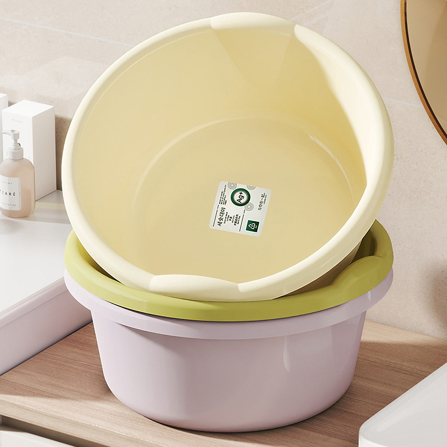 抗菌洗脸盆家用大号加厚耐用塑料脸盆子加高加深洗衣服盆洗脚水盆