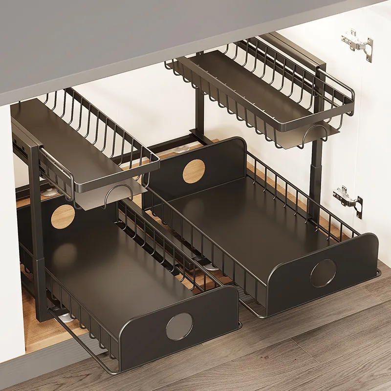 厨房下水槽抽拉式多功能碗碟架