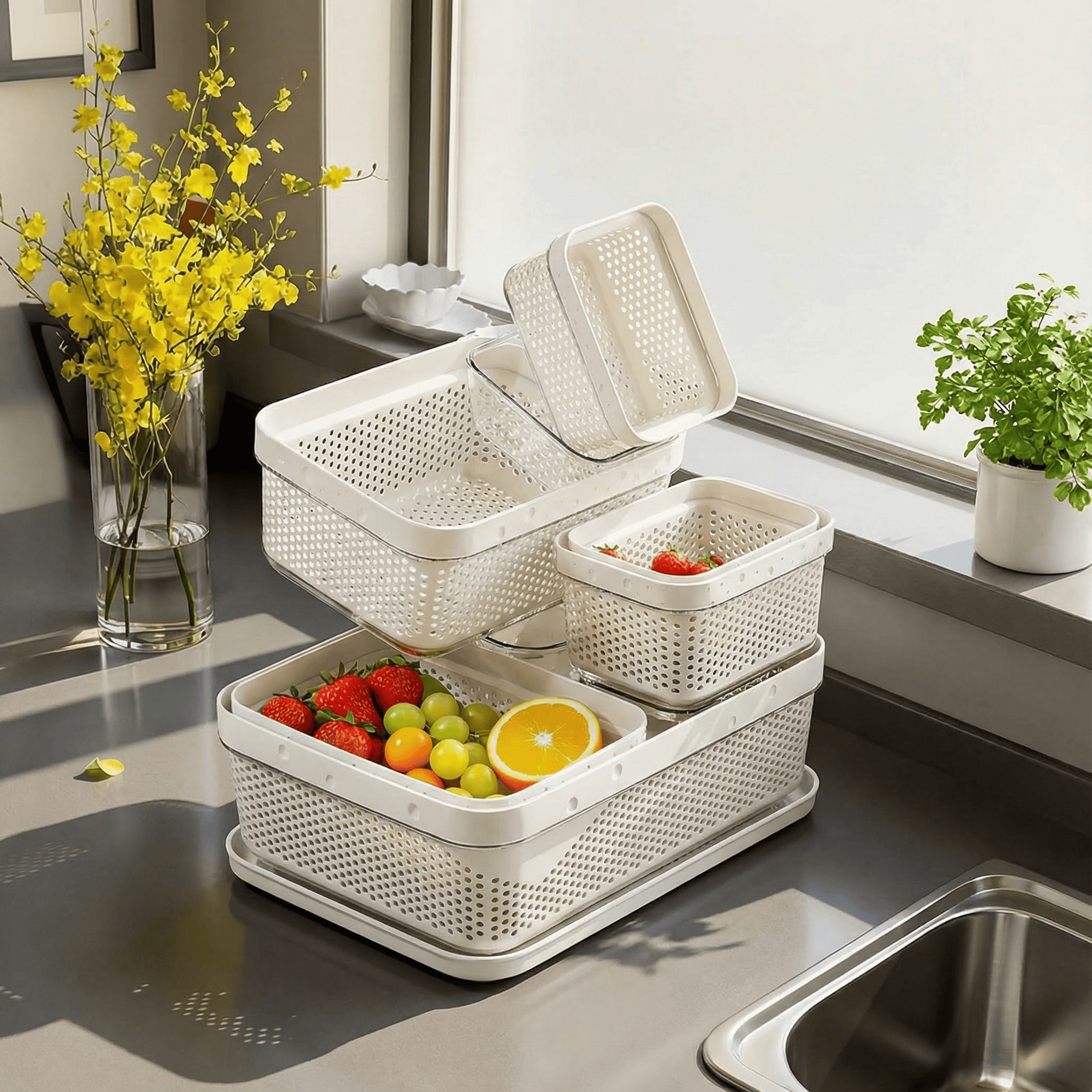 家用厨房双层沥水篮套装洗碗槽专用洗菜盆筐加厚小框厨房台面沥水,餐饮具,洗菜盆/沥水篮/漏水筛,淘宝优惠券,粉丝福利购,淘宝优惠卷