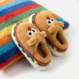 卡通防滑棉拖鞋 新品 室内居家加绒加厚棉拖秋冬季 冬天保暖毛毛拖鞋