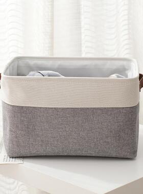 盖加厚棉麻衣物收纳盒皮质手提大容量衣服裤子整理收纳筐子脏衣篮