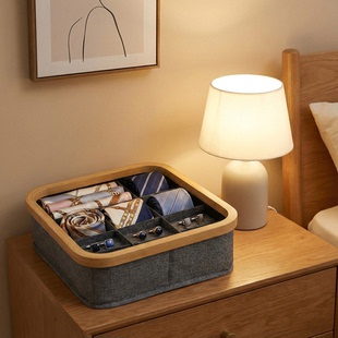 竹制竹圈多格分格浴室桌面收纳筐收纳盒可折叠整理筐分类存放家用