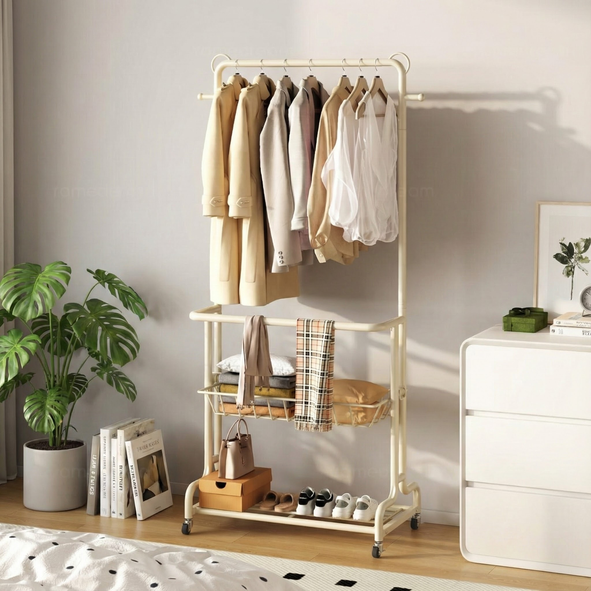 卧室落地挂衣架立式衣帽架金属