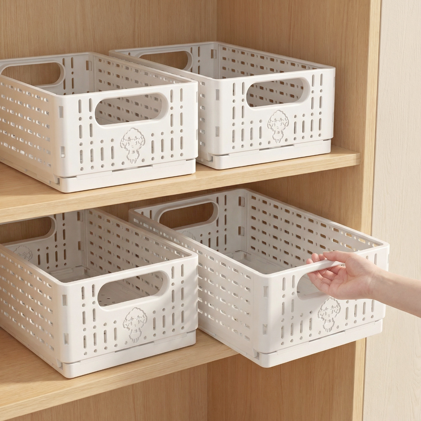 收纳筐折叠厨房橱柜杂物零食收纳盒家用桌面收纳箱塑料置物篮子