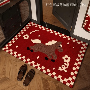 马年红色入户门地垫家用玄关防滑脚垫耐磨耐脏进门垫可裁剪长方形