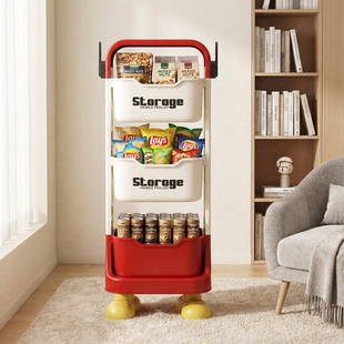 卡通收纳架客厅落地式 多层零食杂物置物架家用卧室儿童玩具小推车