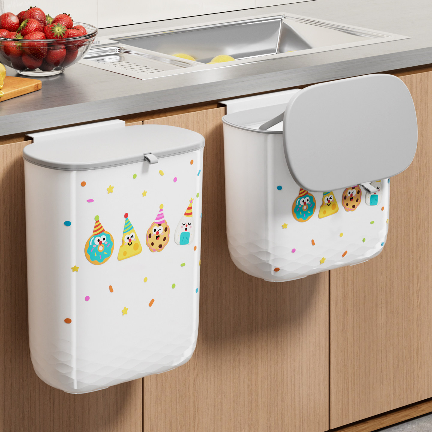 厨房挂式垃圾桶家用2026新款壁挂免弯腰带盖大容量厨余专用卫生间