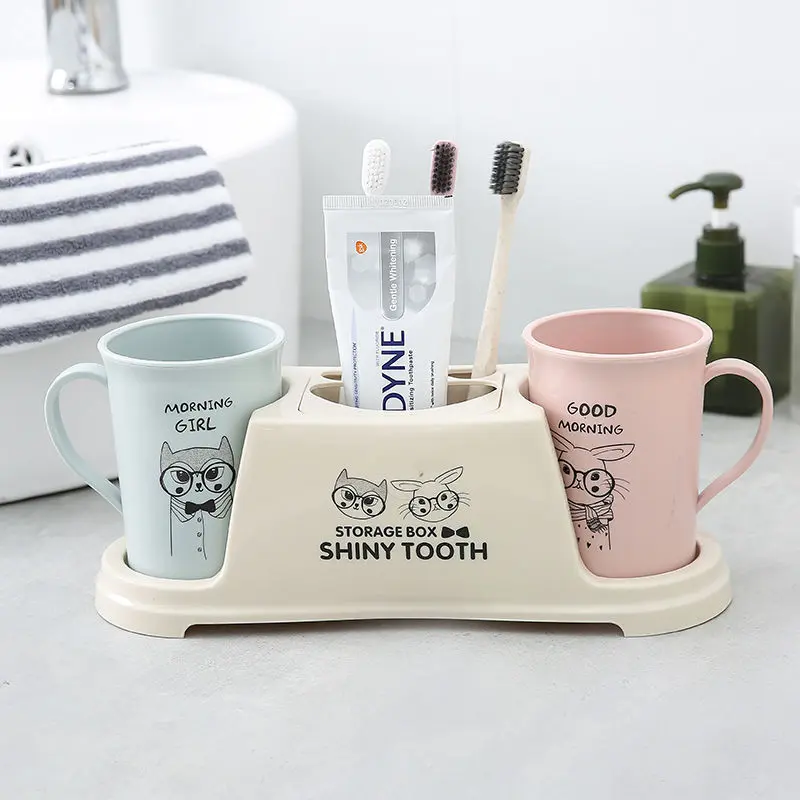牙刷置物架情侣双人桌面台式家用