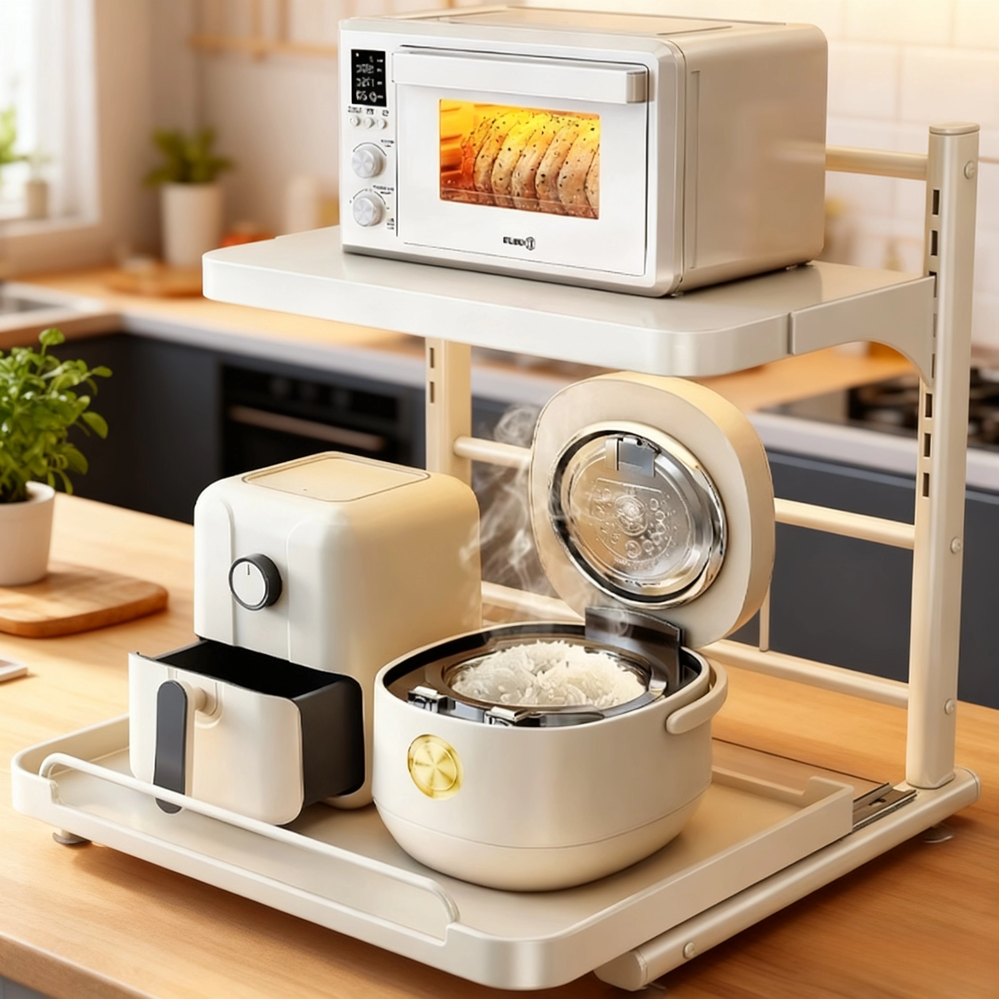 支架多层家用烤箱台面电饭煲收纳