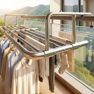 阳台晾衣防盗网窗户护栏杆晾衣架挂室外家用挂钩凉晒鞋 置物架家用