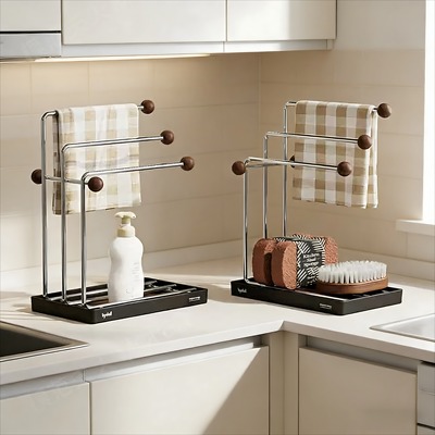 厨房抹布沥水架多功能不锈钢