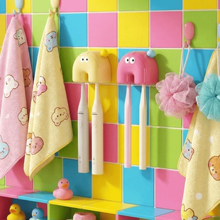 吸盘牙刷架多巴胺壁挂式 免打孔可拆卸双人情侣电动牙刷置物架挂架