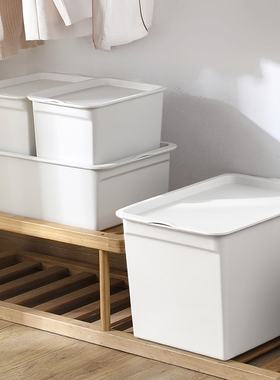 带盖收纳盒储物整理箱杂物收纳筐塑料家用收纳箱带盖方形收纳盒yf