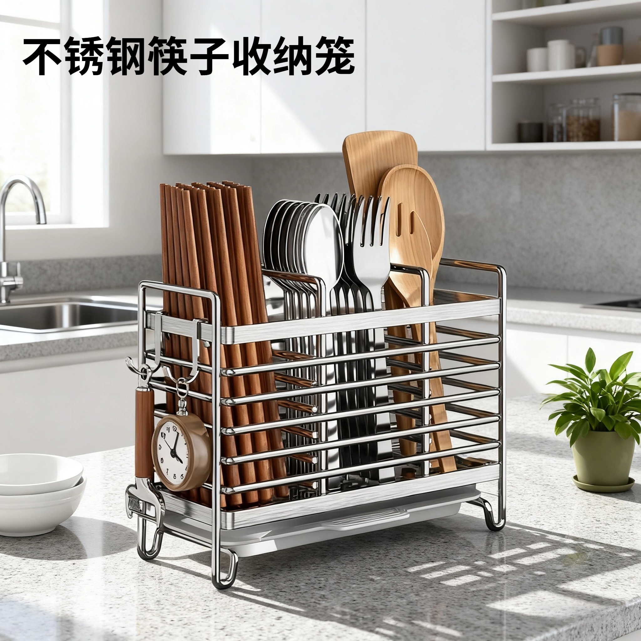 不锈钢筷子收纳盒厨房置物架家用