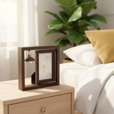 创意双面旋转寸寸木质相框摆台