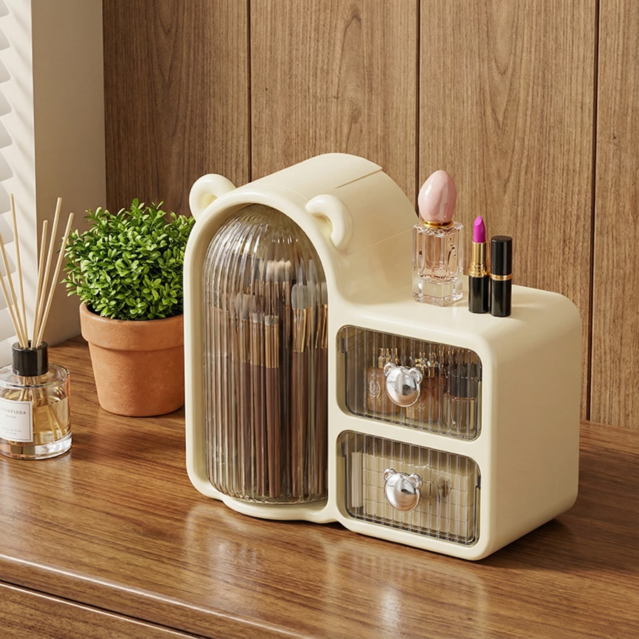 旋转桌面收纳盒化妆品口红眉笔创意壁挂式带抽屉防尘梳妆台整理盒,收纳整理,口红收纳包/盒/袋,淘宝优惠券,粉丝福利购,淘宝优惠卷